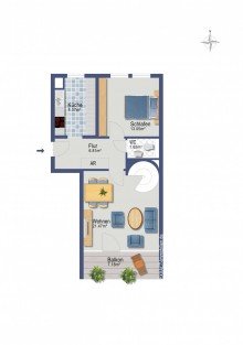 Grundriss Ebene I - 3.OG Stilvolle Maisonettewohnung - Balkon - Terrasse - EBK - TG-Stellplatz -